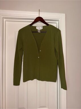 Joseph A. Olive Green Lightweight V-Neck Cardigan